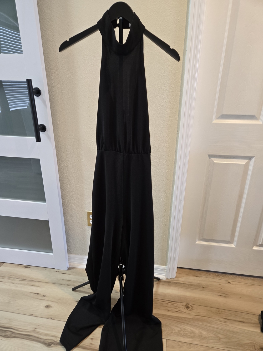Elegant Black Halter Wide-Leg Jumpsuit